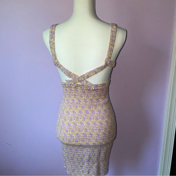 Free People XS Juniper Smocked Bodycon Slip Ditsy Floral Boho Swiftie - Picture 6 of 11